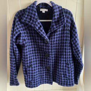 Coldwater creek wool jacket women’s - purple black houndstooth pattern